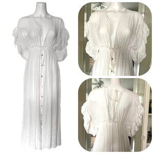 NWT NXH Ruffled sleeves white summer Boho maxi dress